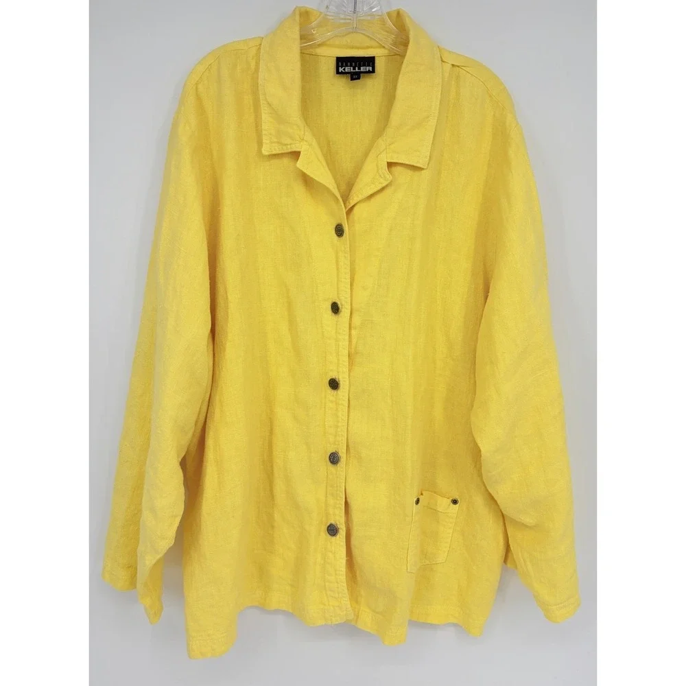 Nannette Keller Linen Lightweight Jacket Shirt Shacket Plus Size 3X